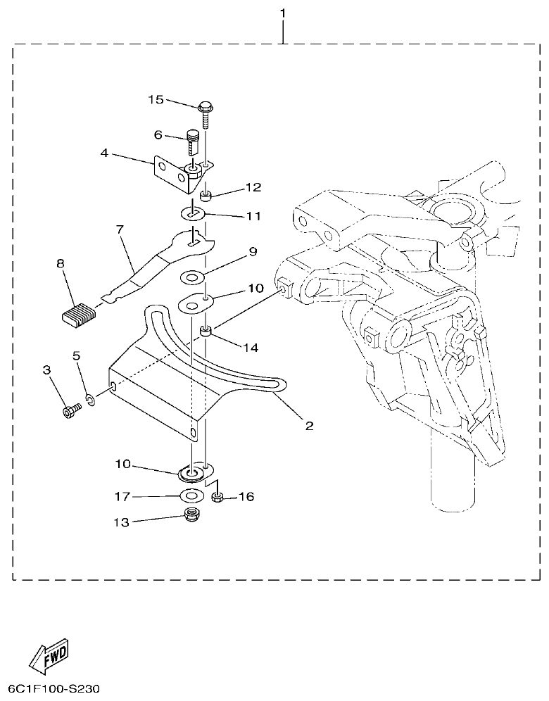 Yamaha F50HET, F60FET, F50HEHD, F60FEHT STEERING FRICTION parts diagram